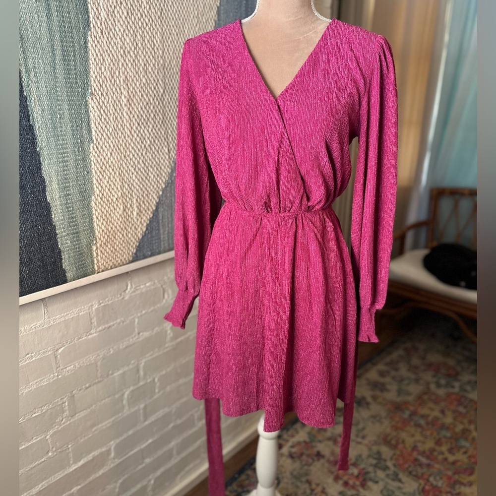 Flying Tomato Purple Accordion Ribbed Flowy Sleeve Dress - Picture 6 of 14